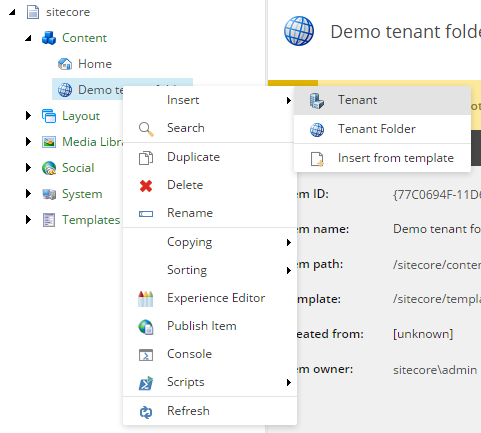 Sitecore SXA ceate tenant