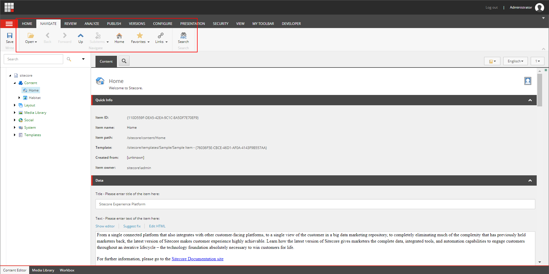 Navigate Ribbon Overview