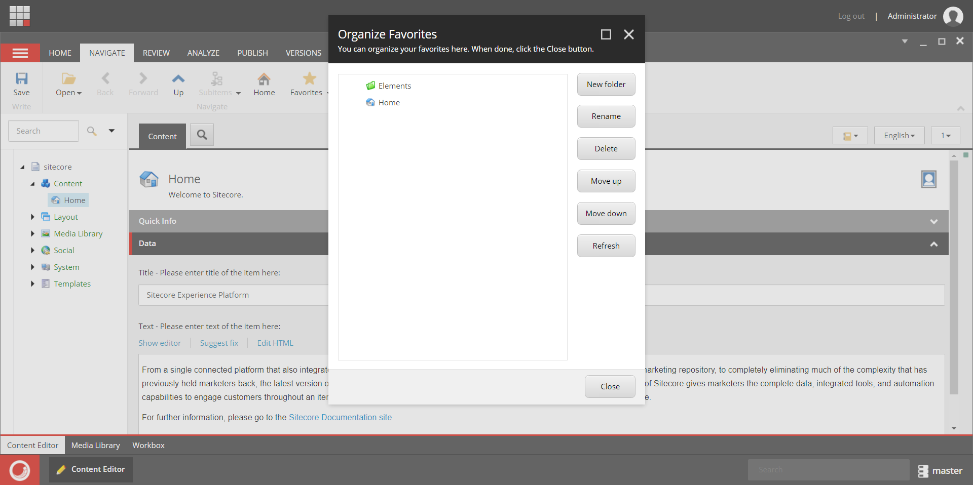 Organize Favorites