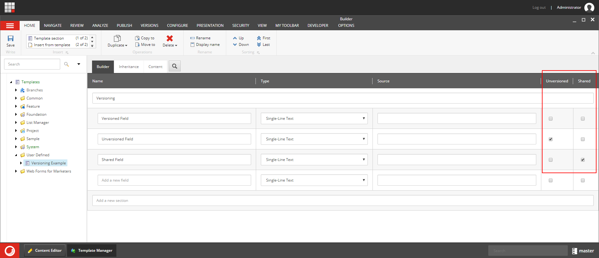 Versioning Example Template