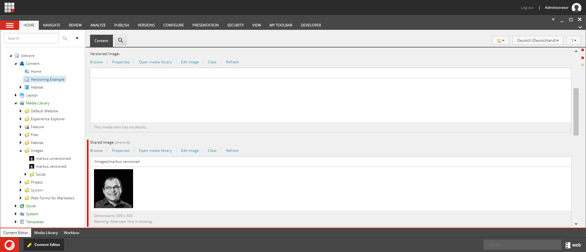 Versioned vs Shared Image - German