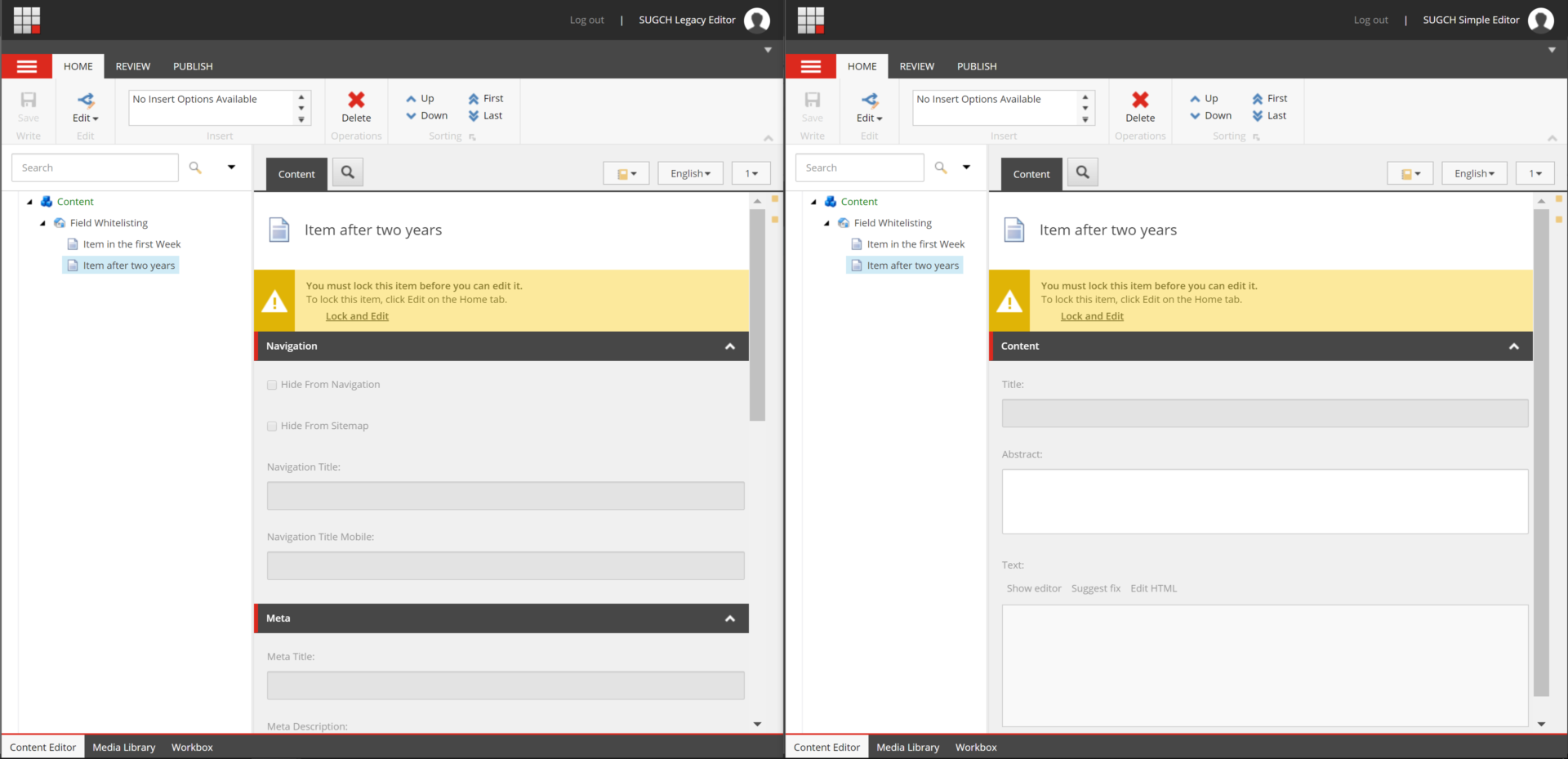Editor Experience Comparison